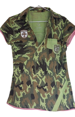 Remera Estampada Camuflage Algodon Mujer Large Imp.sudafrica