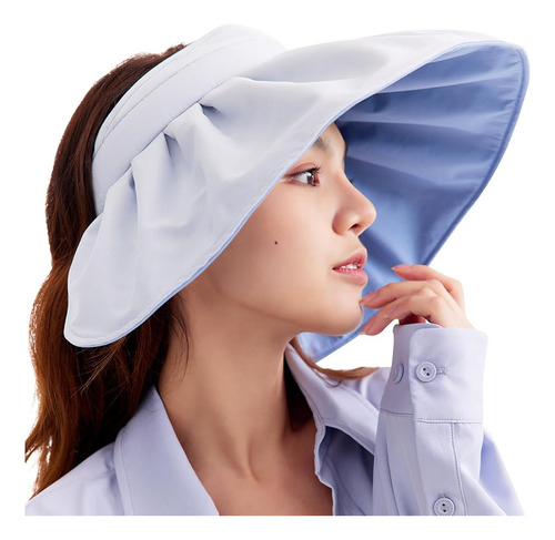 Sombrero Con Visera Para Mujer, De Ala Ancha, Plegable, Upf Gris Talla Única
