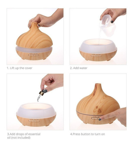 Imagen 5 de 5 de Difusor Humidificador Aromatizador 400ml Apto Aceites