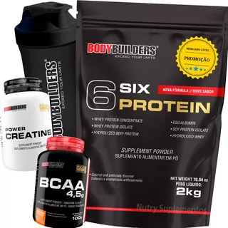 Kit Whey Protein 2kg + Bcaa + Creatina + Shaker