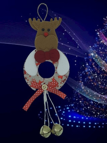 Adornos Navideños Muñecos Colgantes De Fieltro 9 Pzs Dorado