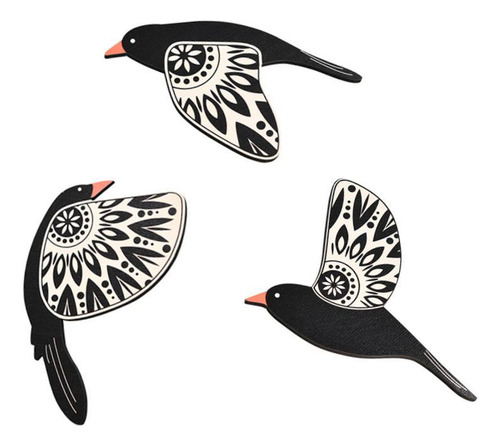 2 X 3 Piezas De Pájaros De Madera Decorativos Para Pared,