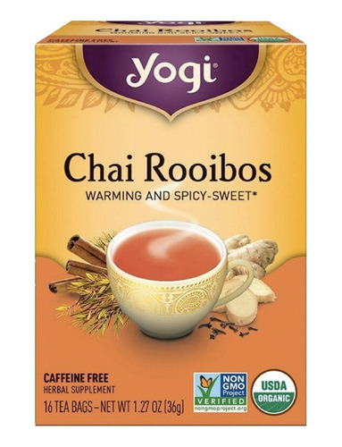 Yogi Té Chai Rooibos, Sin Cafeína 16 Bolsitas 36 G 