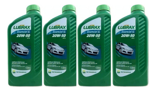 Óleo de motor Lubrax mineral 20W-50 para carros, picapes e suvs 1 kit de 4 unidades / 4L