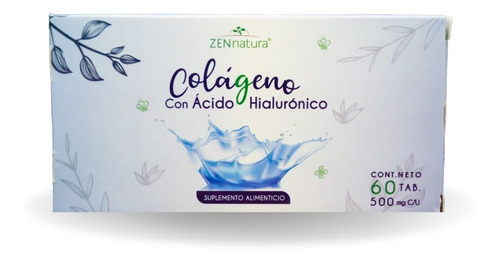 Colageno Hidrolizado, Acido Hialuronico C/60 Tabs Zen Natura Sabor Sin sabor
