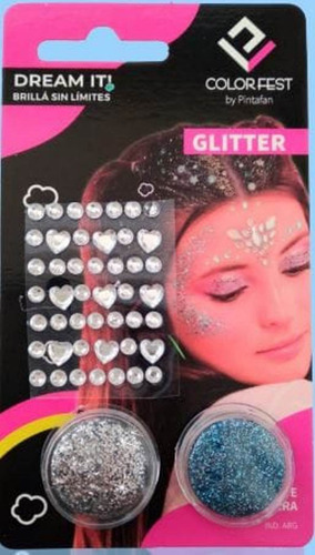 Kit Maquillaje Con Glitter. 5 Soles Cotillón