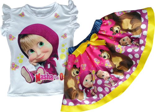 Conjunto De Falda/tutu Para Niña De Masha Y El Oso - Rj