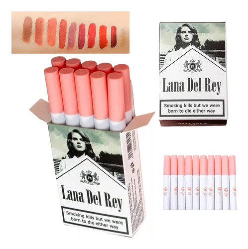 10pcs Labiales Lana Del Rey Juego De Lápiz Labial Mate X