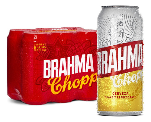 Cerveza Brahma Chopp American Adjunct Lager lata 473 mL 6 unidades