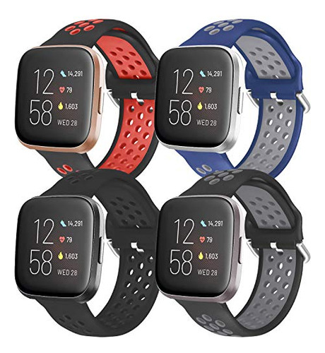 Paquete De 4 Bandas Compatibles Fitbit Versa Bandas Fit...