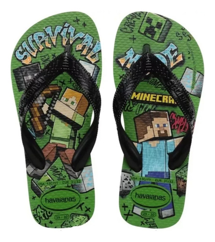 Chinelo Sandálias Havaianas Minecraft Legítima N. Fiscal 