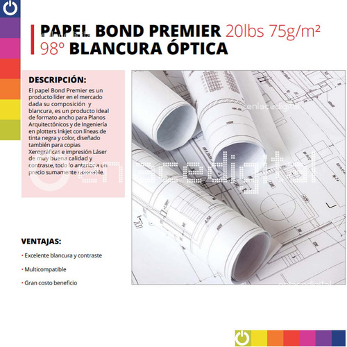 Imagen 7 de 10 de Papel Bond Kronaline Bp400 Rollo Premier 75g Ploter