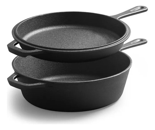 2 En 1 Olla Y Sartén Combinados De Hierro Fundido 26cm 4.7l