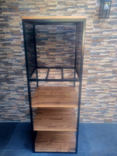 Imagen 5 de 5 de Torre Horno Empotrar Y Microondas En Hierro Y Madera