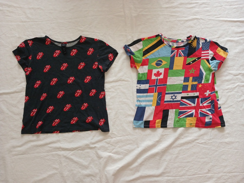 Lote X2 Remeras Mini Complot Rolling Stones Banderas