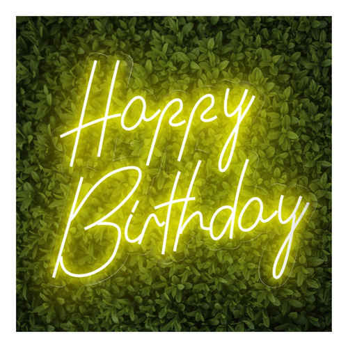 Painel Acrílico Neon Happy Birthday Feliz Aniversário Festas Cor Branco 110V/220V