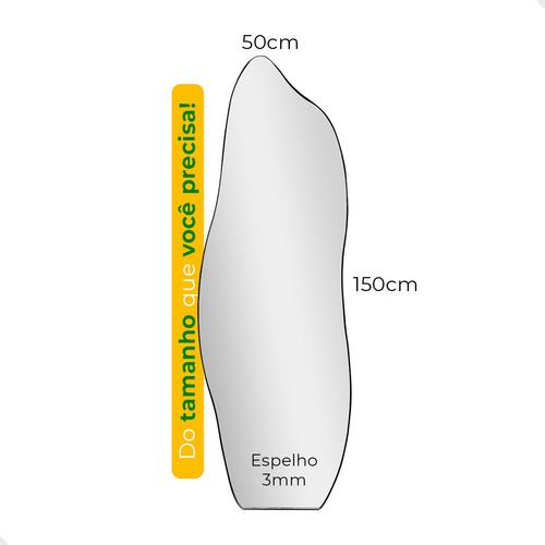 Espelho Orgânico 150x50cm Para Parede Com Moldura Mod Flame