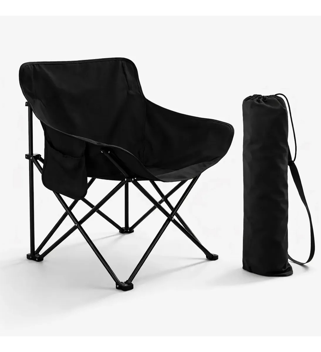 Silla Para Camping Playa Pesca Plegable De Lona Impermeable Color Negro
