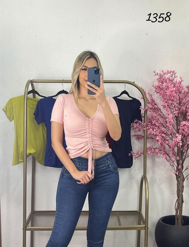 Blusa Casual, Top Para Dama De Jareta, Se Ajusta El Largo
