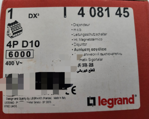 Interruptor Automatico 4p 10a Curv D 10ka Ref 408145 Legrand