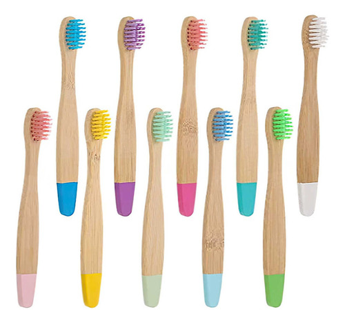 Cepillos De Dientes Bambu Para Niños, Cerdas Suave, 10 Pz