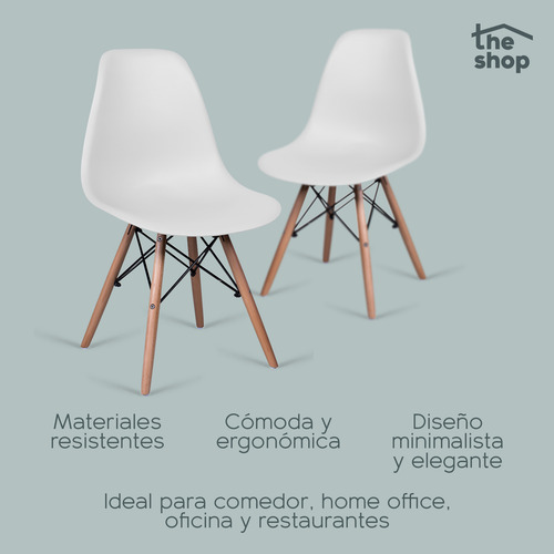 Silla Eames Moderna Madera Comedor Oficina Colores