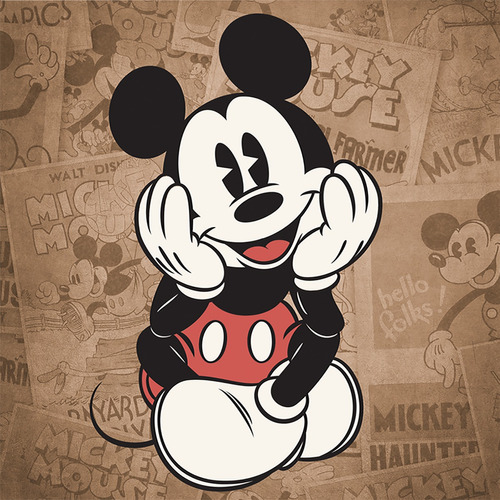 Cuadro Decorativo Mickey Mouse Vintage Comic / Tela