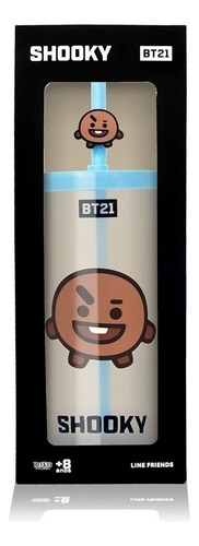 Copo Canudo Shooky Bts Bt21 Bangtan Army Kpop Cor Marrom