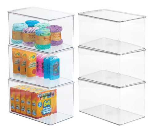 Mdesign Stackable Plastic Craft Room Storage Container 6