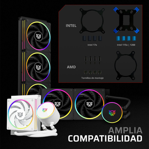 Enfriamiento Liquido 360 Hydrox Pro V2 Hx36 Rgb Tdp 300 W Led Negro