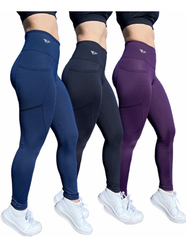 Imagem 2 de 8 de Calça Legging Suplex Poliamida C/ Bolso Lateral Corrida
