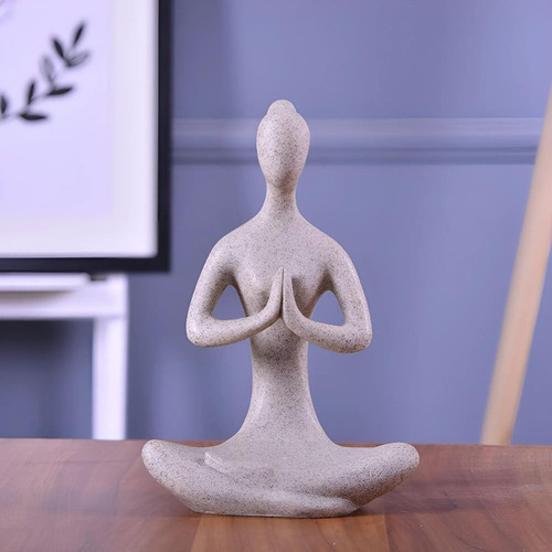 Escultura De Meditación Abstracto Mujer Pose Yoga Zen 33 Cm