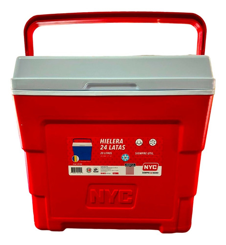 Hielera Marca Nyc De 21 Qts Cooler 24 Latas 20l Rojo