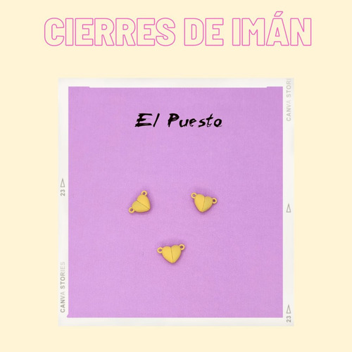 3 Uni Dije Cierre Imán Corazón Color Pulseras Bijou Amarillo