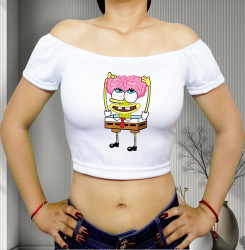 Crop Top Halloween Sin Hombros Tacto Algodón Brush Variedad