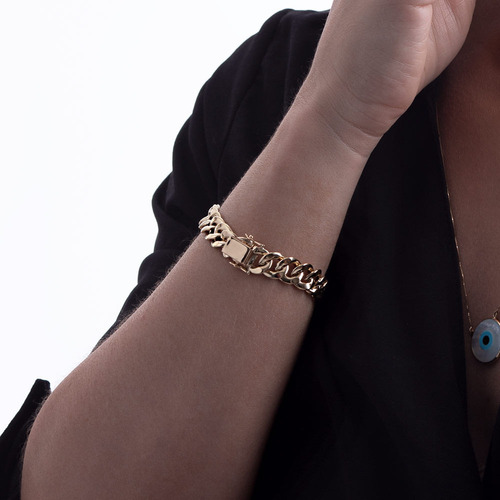 Pulseira Grumet De 11.1mm Em Ouro 18k Com Fecho Gaveta 20,0