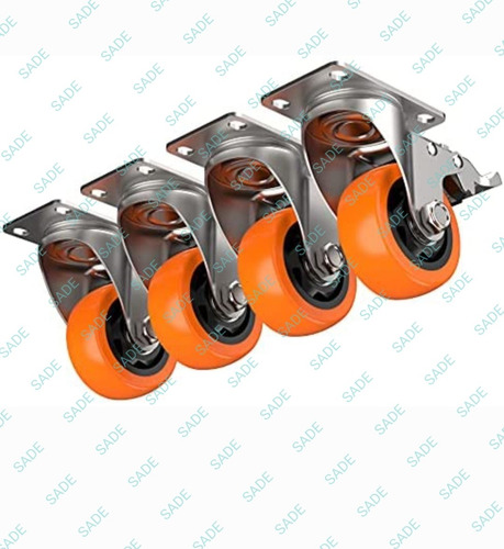 Imagen 6 de 10 de Pack 4 Ruedas Industriales De 4 Pulgadas Con Freno Doble Rod