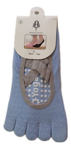 Medias Dedos Antideslizantes Yoga Pilates Barefoot Azul Claro 34-42