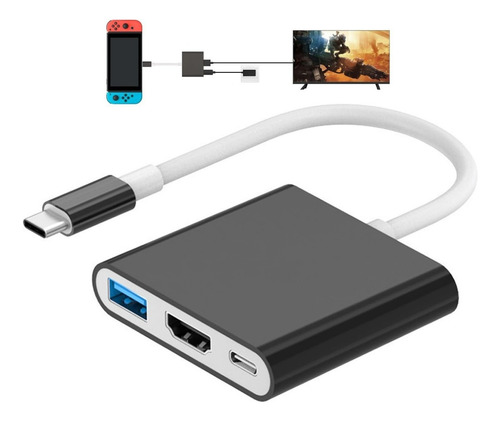 Negro Dock Hub Portátil Para Nintendo Switch Usb3.0 Tv Hdmi