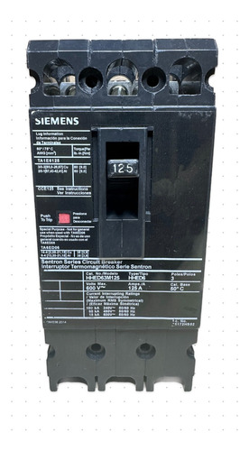 Interruptor Hhed63m125 3 Plos 125 Amp Marca Siemens