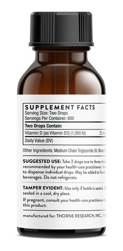 Vitamina D Líquida, Importada De Usa, 600 Dosis De 1000iu
