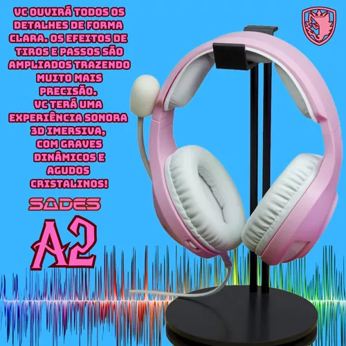 Headset Sades A2 Gamer Ps4 Celular Xbox Pc Angel Edition | Frete grátis