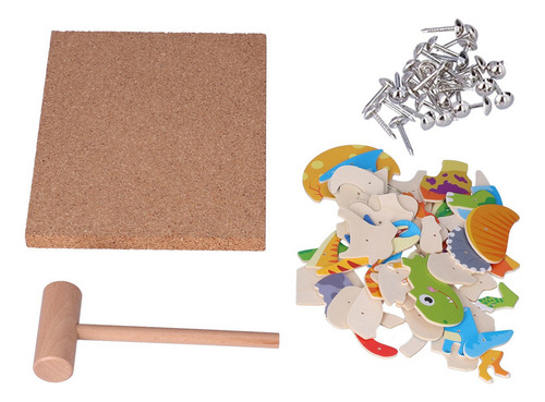 Thumbtack Puzzle Toys Wooden Knocking Hammer Knocking Games