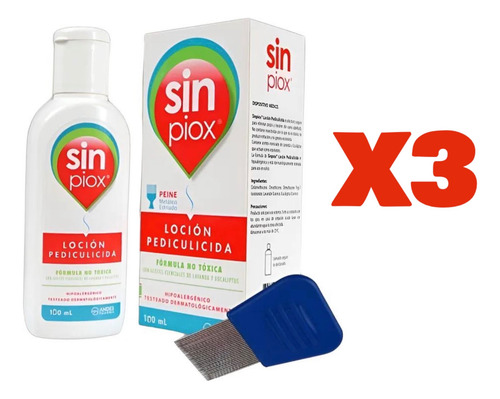 Sin Piox Loción Elimina Piojos Y Liendres 100ml C/peine X3