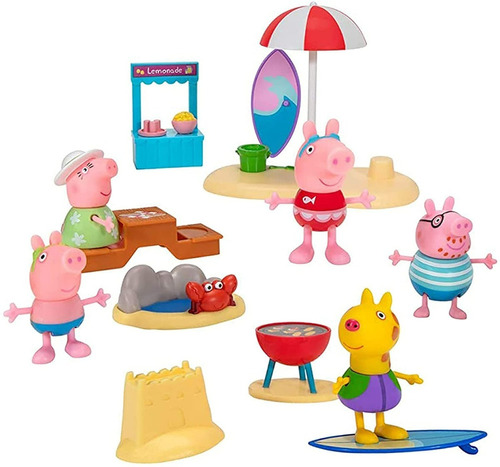 Set Figuras Peppa Pig Día En La Playa (6 Cm) Original A3405