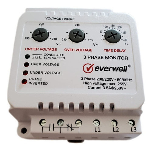 Protector De Fases Trifasico Everwell Voltaje 220v Regulador