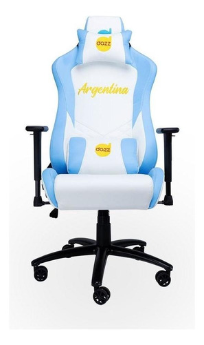 Cadeira Gamer Nations Argentina Dazz Cor Azul/Branco Material do estofamento Couro sintético
