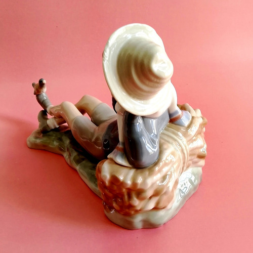 Bonita Figura Porcelana Lladró Años 70 Pastorcillo Y Pájaro (Usado)