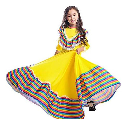 Disfraz De Señorita Mexicana Para Niña, Vestidos Tradicional