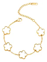 Comprar Pulsera Van Cleef Enchapada En Oro 18k Con Dijes De Nacar